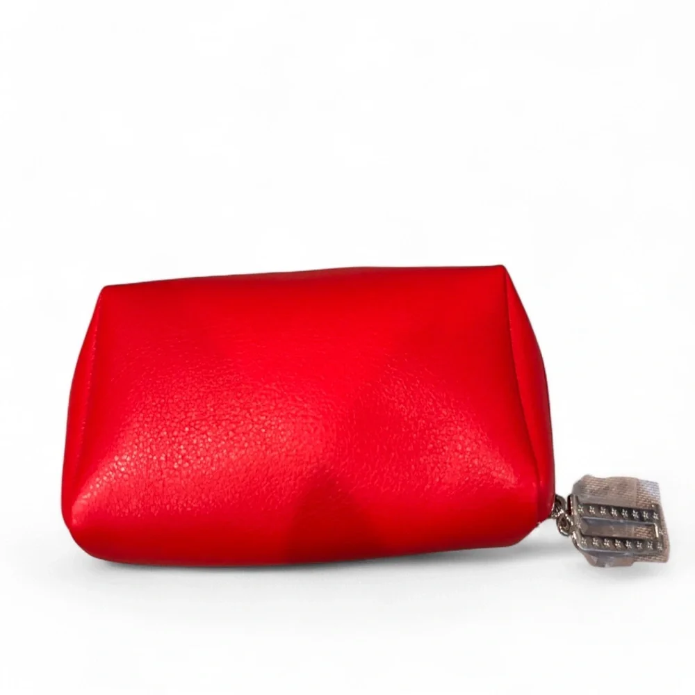 NWT Dior Red Embossed Logo Cosmetic Makeup Pouch Bag w/ Zipper Protector - Picture 3 of 8